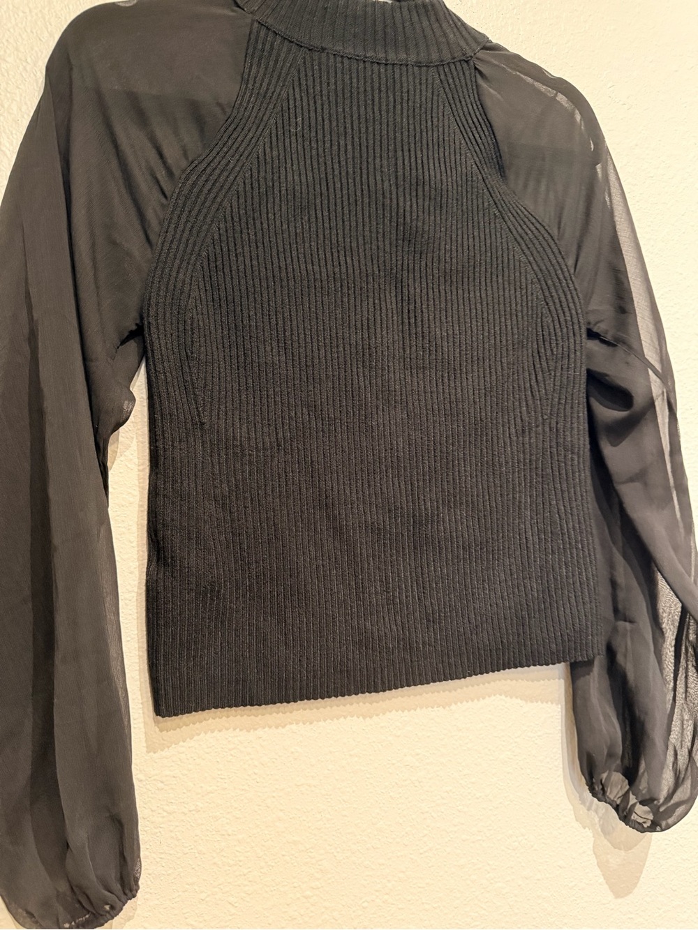 French Connection Black Ribbed Neck Sweater - Picture 3 of 3